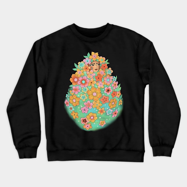 Midsommar Tattoo Woman in Retro Florals Crewneck Sweatshirt by rosiemoonart